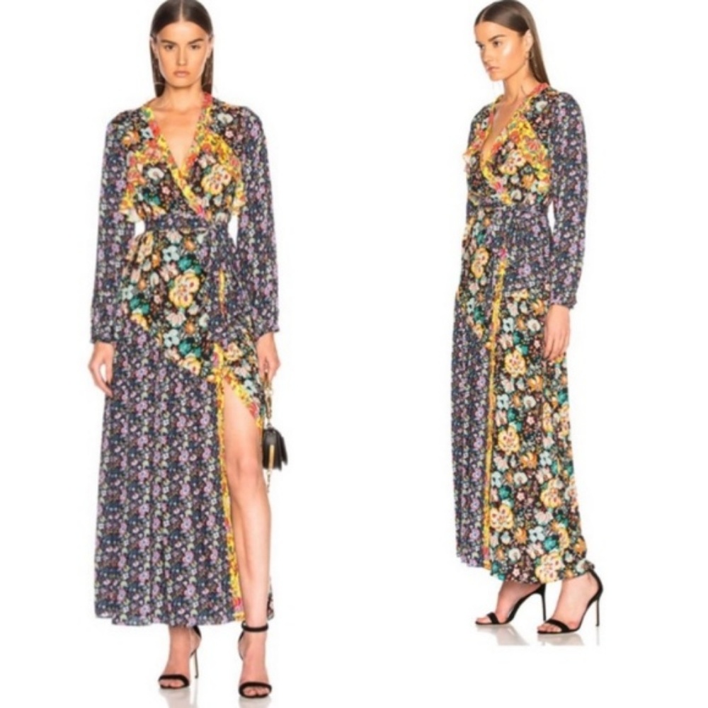 Frame Vibrant Wrap Floral Maxi Dress